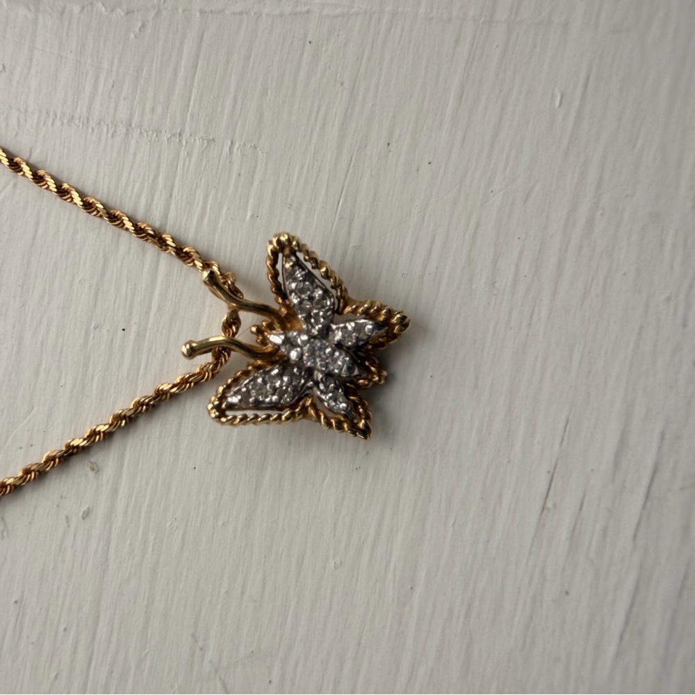 Elegant Gold and Silver butterfly Pendant Necklace